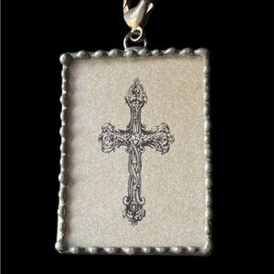 Vintage Silver Cross Pendant with back that says “I’m not perfect just forgiven”